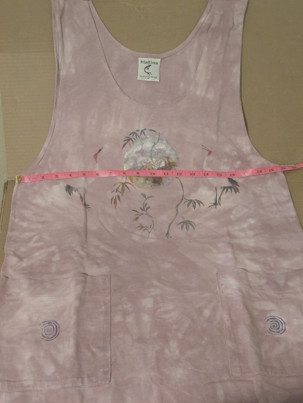 Vintage Primitives by Andrea Bragg Mauve Hand-Dyed Crane Art2Wear Dress M - Picture 12 of 13